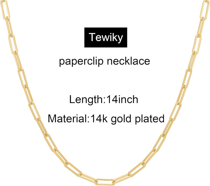 Tewiky Gold Chain Necklace for Women, 14k Gold Plated Thin Beaded Wave Box Chain Necklace Dainty Gold Necklace Simple Layered Gold Choker Necklaces Minimalist Gold Link Chain Necklace Trendy Jewelry for Women - Image 5